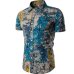 New Summer Men's Slim Casual Cotton Linen Printing flower short-sleeve shirts /Male flax fabric thin casual Pattern Hawaii Tops