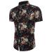 New Summer Men's Slim Casual Cotton Linen Printing flower short-sleeve shirts /Male flax fabric thin casual Pattern Hawaii Tops