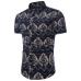 New Summer Men's Slim Casual Cotton Linen Printing flower short-sleeve shirts /Male flax fabric thin casual Pattern Hawaii Tops