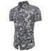 New Summer Men's Slim Casual Cotton Linen Printing flower short-sleeve shirts /Male flax fabric thin casual Pattern Hawaii Tops