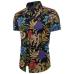 New Summer Men's Slim Casual Cotton Linen Printing flower short-sleeve shirts /Male flax fabric thin casual Pattern Hawaii Tops