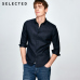 SELECTED Linen Men Shirts Flax Concise Leisure Long-sleeved Streetwear Beach Shirt for Men S|418205517