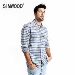 SIMWOOD Casual Shirt Men Brand Linen 2019 autumn Fashion Streetwear Long Sleeve Plaid Shirts Male Camisa Masculina 190174