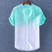 Schinteon 2019 Gradient Men Short Sleeves Shirt Summer Cotton Linen Slim Stand Collar Comfortable Shirts