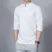 Sinicism Store Cotton Linen Men Shirts Man Long Sleeve Solid Color Stand Collar Chinese Clothes Male Big Size Casual Shirts