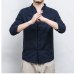 Sinicism Store Mens Cotton Linen Shirt Men Three Quarter Sleeve Solid Chinese Clothes Male V-neck Shirt Big Size 2019 New