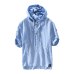 Summer Fashion Men Shirts Hooded Collar Half Sleeve Shirts Men Linen Cotton Fabric Japanese Style Casual Tee Shirt camisa hombre