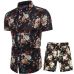 Summer Folk Style Fashion Floral Shirt Men's Sets Casual Shirts Suits Tops with Short Short Sleeve Single Breasted Suit 5XL