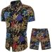 Summer Folk Style Fashion Floral Shirt Men's Sets Casual Shirts Suits Tops with Short Short Sleeve Single Breasted Suit 5XL