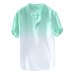 Summer Men's Cool And Thin Breathable Collar Hanging Dyed Gradient Cotton Shirt Slim Fit Tees Tops Male Breathable Linen Shirt