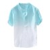 Summer Men's Cool And Thin Breathable Collar Hanging Dyed Gradient Cotton Shirt Slim Fit Tees Tops Male Breathable Linen Shirt