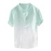 Summer Men's Shirt Blouse Cool And Thin Breathable Collar Hanging Dyed Gradient Cotton Linen Casual Short Sleeve Blouse