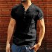 UK Men's Linen Short Sleeve Summer Solid Shirts Casual Loose Dress Soft Tops Tee