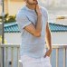 UK Men's Linen Short Sleeve Summer Solid Shirts Casual Loose Dress Soft Tops Tee