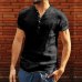 UK Men's Linen Short Sleeve Summer Solid Shirts Casual Loose Dress Soft Tops Tee