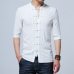 YWSRLM Chinese style cotton Flax summer yarn men's shirt men's three quarter sleeve shirt men's retro solid color shirts