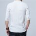 YWSRLM Chinese style cotton Flax summer yarn men's shirt men's three quarter sleeve shirt men's retro solid color shirts