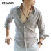 Zecmos Cotton Linen Shirts Man Summer White Shirt Social Gentleman Shirts Men Ultra Thin Casual Shirt British Fashion Clothes