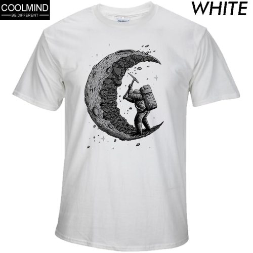 100% cotton digging the moon print casual mens o-neck t shirts fashion men's tops men T-shirt short sleeve men tshirt 2017