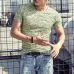 2018 Autumn Slim Streetwear  V neck T Shirt Men Casual Fitness Tops&Tees Vintage Blue Long Sleeve Pullover shirt Homme Plus Size