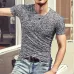 2018 Autumn Slim Streetwear  V neck T Shirt Men Casual Fitness Tops&Tees Vintage Blue Long Sleeve Pullover shirt Homme Plus Size