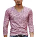 2018 Autumn Slim Streetwear  V neck T Shirt Men Casual Fitness Tops&Tees Vintage Blue Long Sleeve Pullover shirt Homme Plus Size