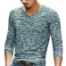 2018 Autumn Slim Streetwear  V neck T Shirt Men Casual Fitness Tops&Tees Vintage Blue Long Sleeve Pullover shirt Homme Plus Size