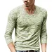 2018 Autumn Slim Streetwear  V neck T Shirt Men Casual Fitness Tops&Tees Vintage Blue Long Sleeve Pullover shirt Homme Plus Size