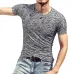 2018 Autumn Slim Streetwear  V neck T Shirt Men Casual Fitness Tops&Tees Vintage Blue Long Sleeve Pullover shirt Homme Plus Size