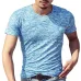 2018 Autumn Slim Streetwear  V neck T Shirt Men Casual Fitness Tops&Tees Vintage Blue Long Sleeve Pullover shirt Homme Plus Size