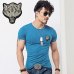 2019 Brand Men's Wolf embroidery Tshirt Cotton Short Sleeve T Shirt Spring Summer Casual Men's O neck Slim T-Shirts Size S-5XL