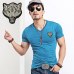 2019 Brand Men's Wolf embroidery Tshirt Cotton Short Sleeve T Shirt Spring Summer Casual Men's O neck Slim T-Shirts Size S-5XL