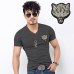 2019 Brand Men's Wolf embroidery Tshirt Cotton Short Sleeve T Shirt Spring Summer Casual Men's O neck Slim T-Shirts Size S-5XL