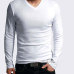 2019 Elastic Mens T-Shirt V-Neck Long Sleeve Men T Shirt For Male Big Size Lycra And Cotton TShirt Business Man Tees