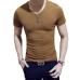 2019 New Summer Solid Men's T-shirt Fashion V Neck Short Sleeve T Shirt Men Clothing Trend Casual Slim Fit Top Tees