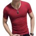 2019 New Summer Solid Men's T-shirt Fashion V Neck Short Sleeve T Shirt Men Clothing Trend Casual Slim Fit Top Tees