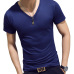 2019 New Summer Solid Men's T-shirt Fashion V Neck Short Sleeve T Shirt Men Clothing Trend Casual Slim Fit Top Tees