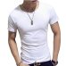 2019 New Summer Solid Men's T-shirt Fashion V Neck Short Sleeve T Shirt Men Clothing Trend Casual Slim Fit Top Tees