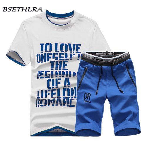 BSETHLRA 2019 Brand New Men T Shirt Sets Summer Hot Sale Cotton Comfortable Short Sleeve Tshirt Homme Casual Set Male Size D03