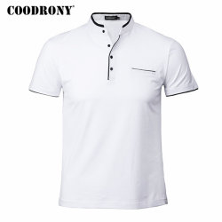 COODRONY Mandarin Collar Short Sleeve Tee Shirt Men 2019 Spring Summer New Top Men Brand Clothing Slim Fit Cotton T-Shirts S7645