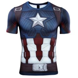 Captain American 3D Printed T shirts Men Avengers 4 Endgame Quantum War Compression Shirt Iron man Cosplay Costume Tops For Male