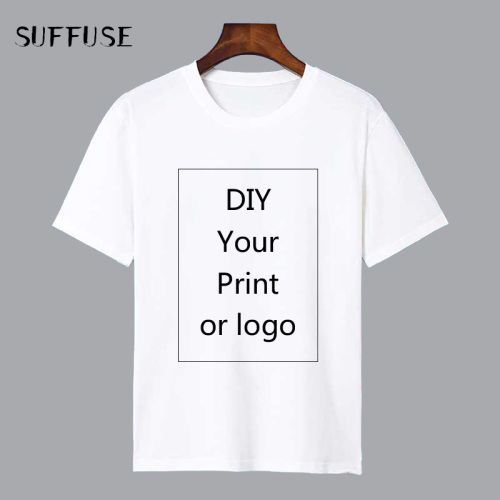 Customized Print T Shirt for Men DIY Your like Photo or Logo White Top Tees T-shirt Men's Size S-3XL Modal Heat Transfer Process