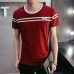 GustOmerD 2018 T-Shirt Men Solid Color T Shirt Man's Fashion T shirt Short Sleeves Stripe Fold Slim Fit Casual tee shirt man