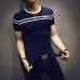 GustOmerD 2018 T-Shirt Men Solid Color T Shirt Man's Fashion T shirt Short Sleeves Stripe Fold Slim Fit Casual tee shirt man