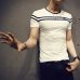 GustOmerD 2018 T-Shirt Men Solid Color T Shirt Man's Fashion T shirt Short Sleeves Stripe Fold Slim Fit Casual tee shirt man