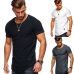 Hot Selling Summer Short Sleeve Men T Shirt Cotton Blended Solid Mens T-shirt Casual Slim Tee Shirt Homme