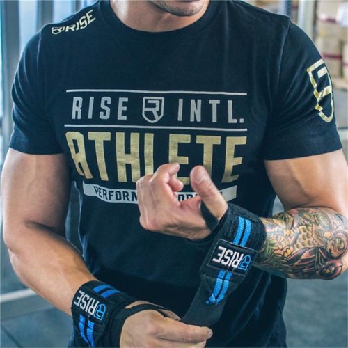 Mens Short sleeve Cotton T-shirt Man Slim Print t shirts Male Joggers Gyms Fitness Bodybuilding Workout Crossfit Brand Tees Tops