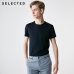 SELECTED Men's Summer 100% Cotton Pure Color Round Neckline Short-sleeved T-shirt S|419201508