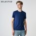 SELECTED Men's Summer 100% Cotton Pure Color Round Neckline Short-sleeved T-shirt S|419201508