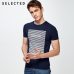 SELECTED  cotton round collar short-sleeved T-shirt C|4182T4593